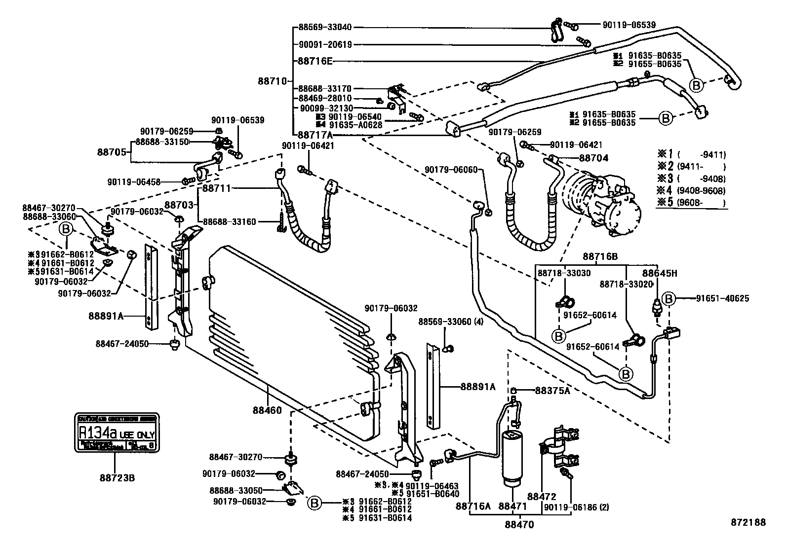 Toyota CAMRY Heating & Air Conditioning - Cooler Piping EPC diagram — 872188