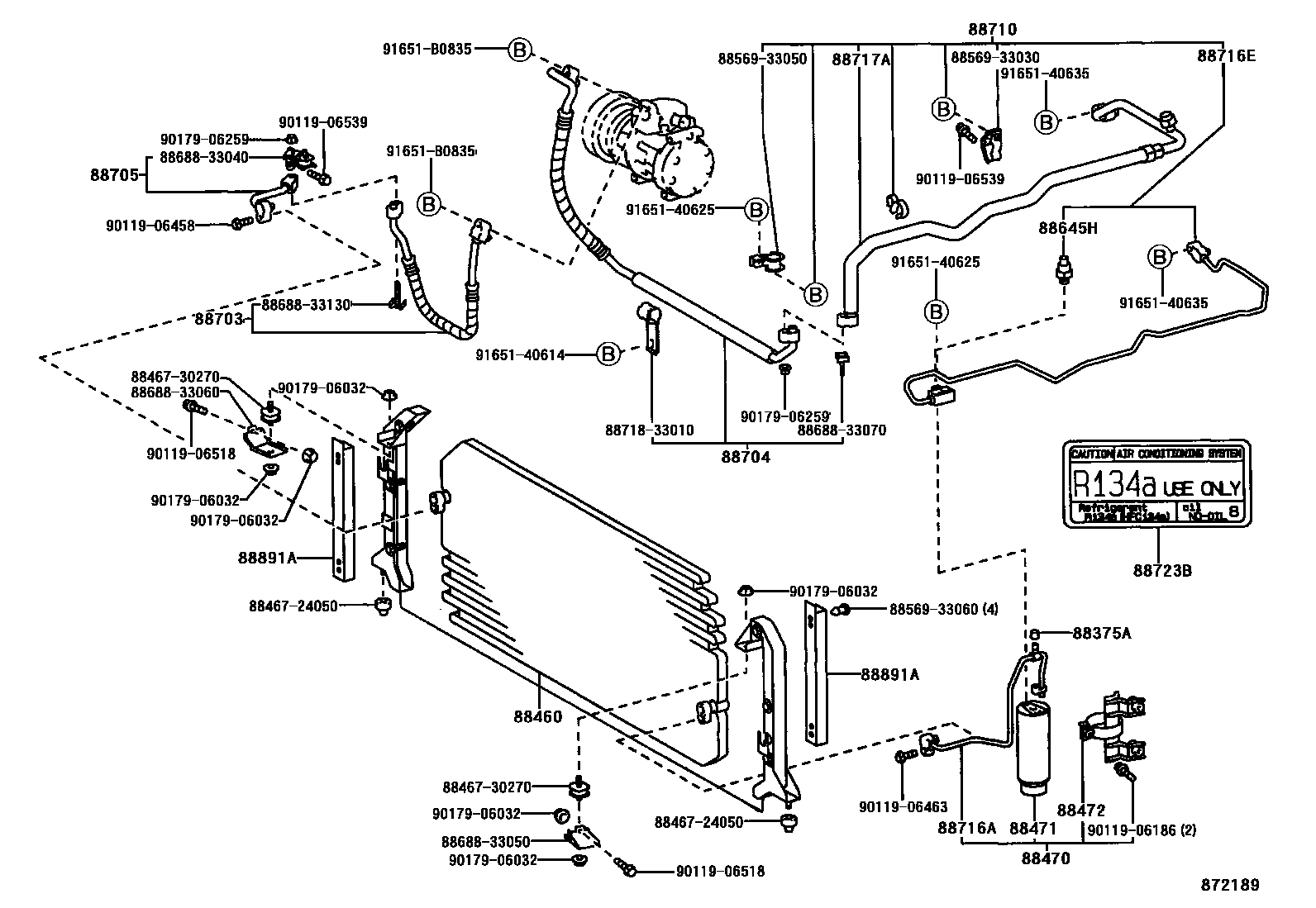 Toyota CAMRY Heating & Air Conditioning - Cooler Piping EPC diagram — 872189