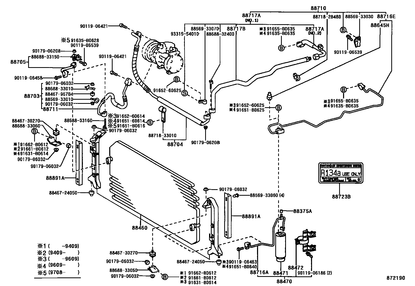 Toyota CAMRY Heating & Air Conditioning - Cooler Piping EPC diagram — 872190
