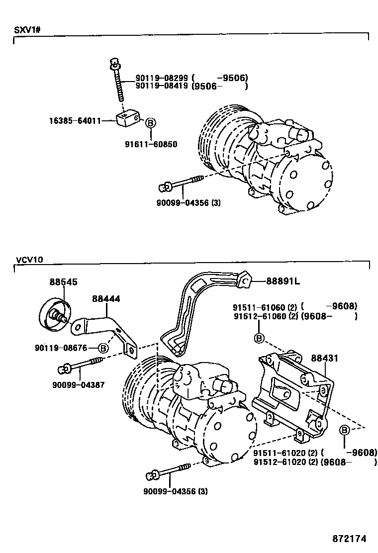 Toyota CAMRY Heating & Air Conditioning - Compressor EPC diagram — 872174