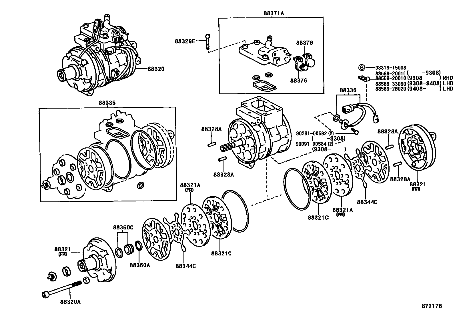 Toyota CAMRY Heating & Air Conditioning - Compressor EPC diagram — 872176