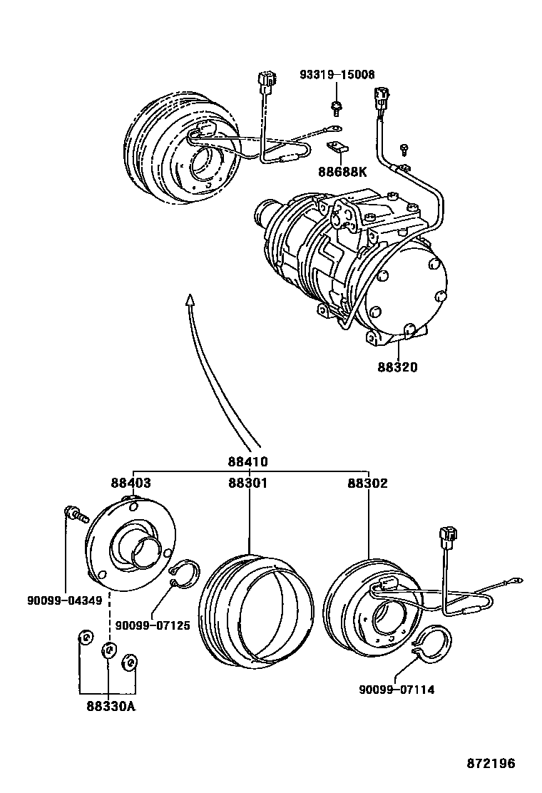 Toyota CAMRY Heating & Air Conditioning - Compressor EPC diagram — 872196