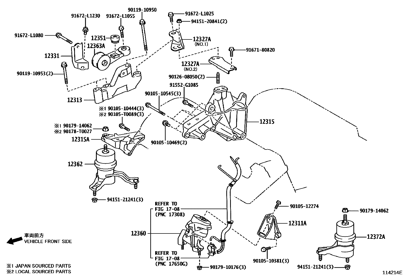 Toyota CAMRY Engine Mounting EPC diagram — 114214E