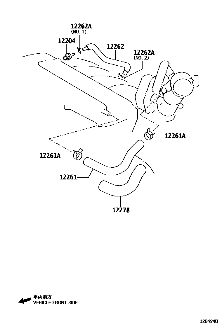 Toyota CAMRY Ventilation Hose EPC diagram — 120494B
