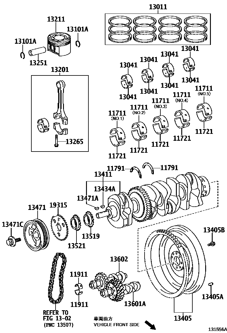 Toyota CAMRY Crankshaft & Piston EPC diagram — 131556A
