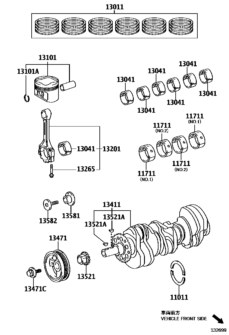 Toyota CAMRY Crankshaft & Piston EPC diagram — 132699