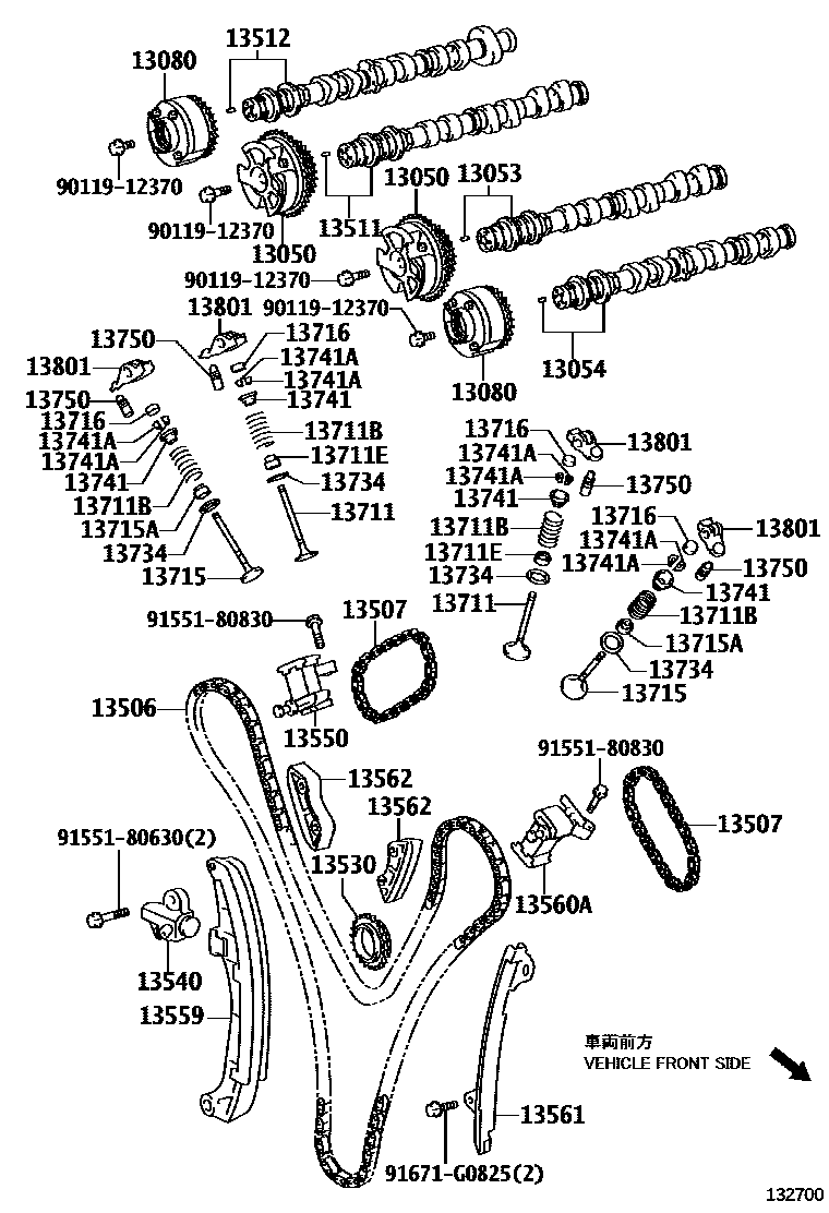 Toyota CAMRY Camshaft & Valve EPC diagram — 132700