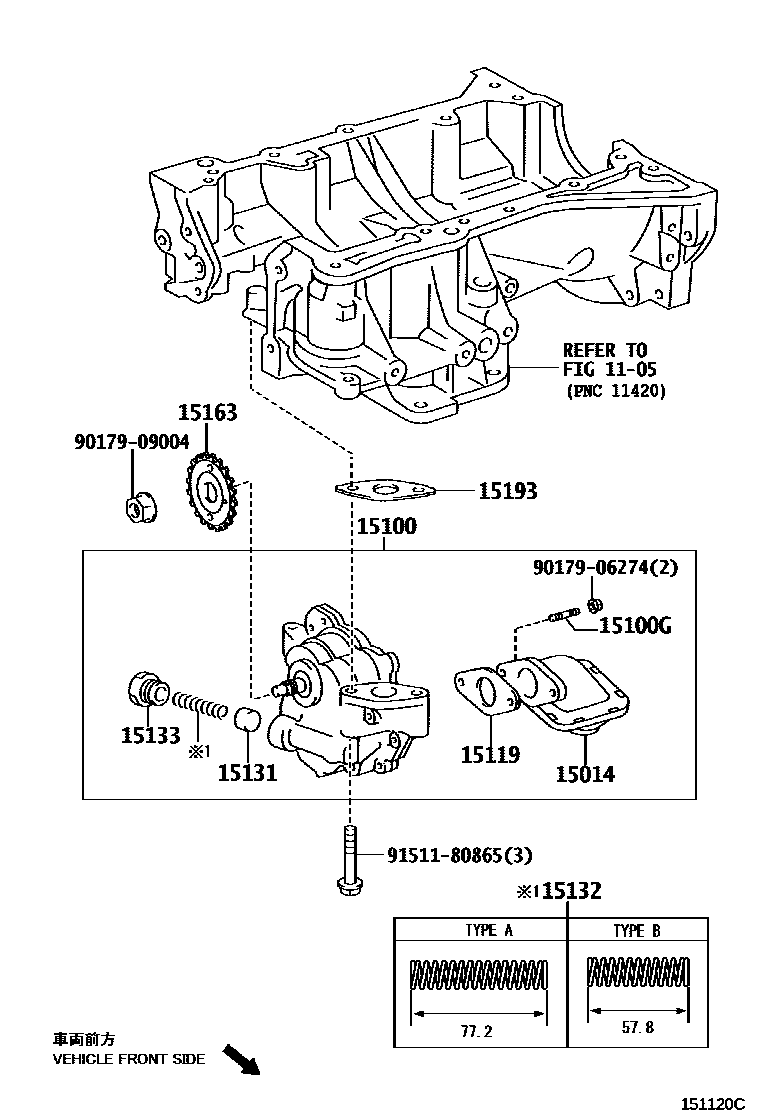 Toyota CAMRY Engine Oil Pump EPC diagram — 151120C