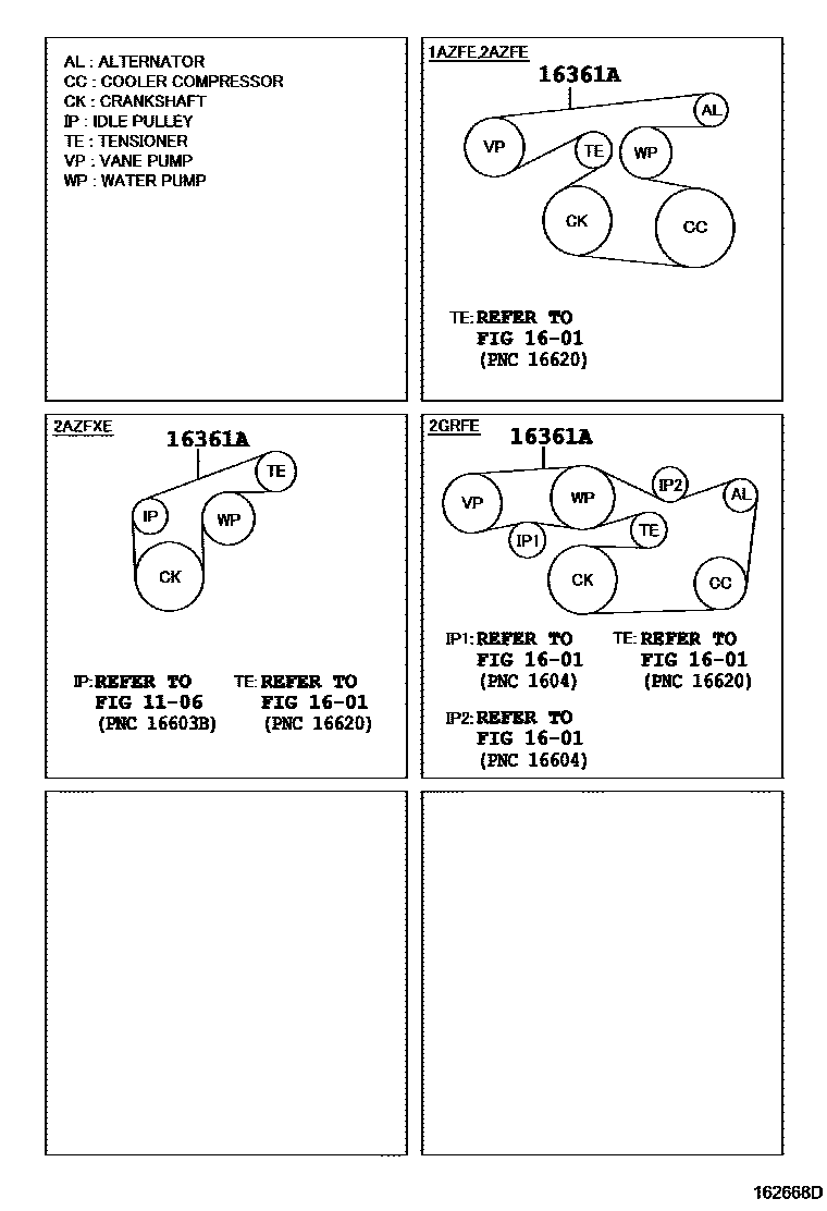 Toyota CAMRY V-Belt EPC diagram — 162668D