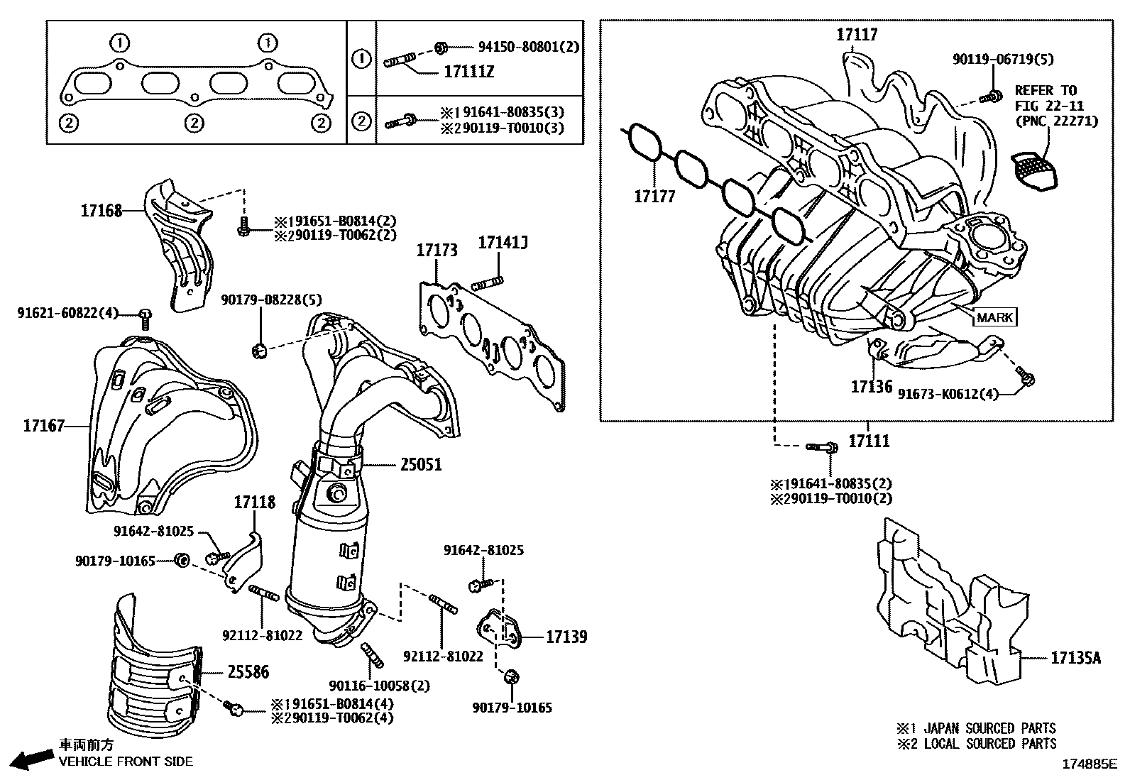 Toyota CAMRY Manifold EPC diagram — 174885E