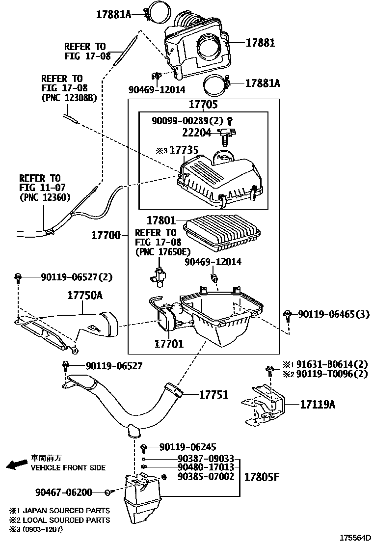 Toyota CAMRY Air Cleaner EPC diagram — 175564D