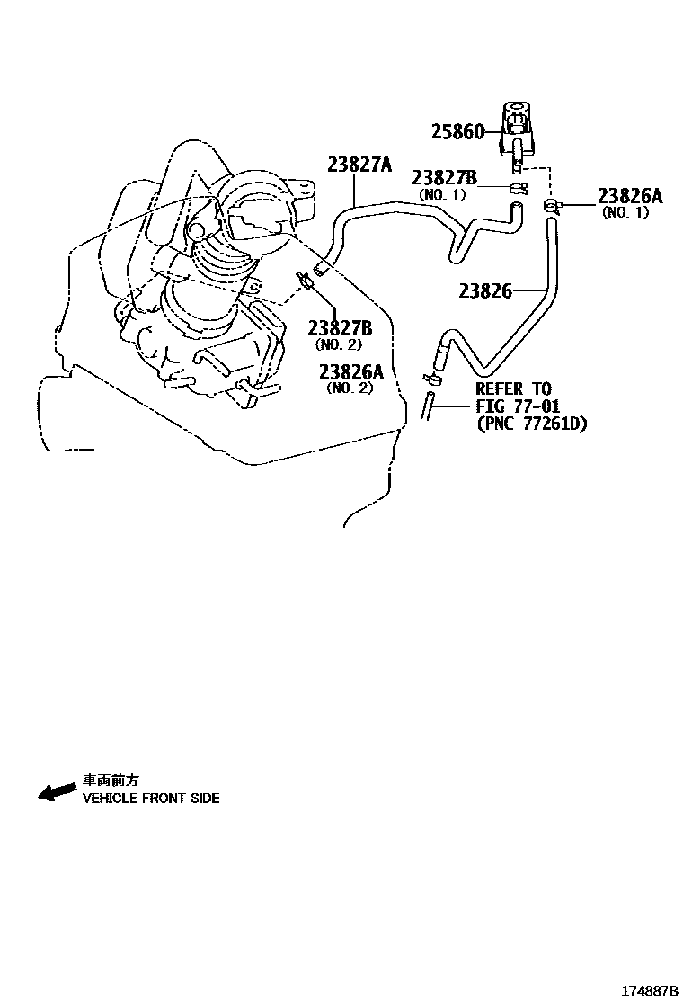 Toyota CAMRY vacuum tube EPC diagram — 174887B