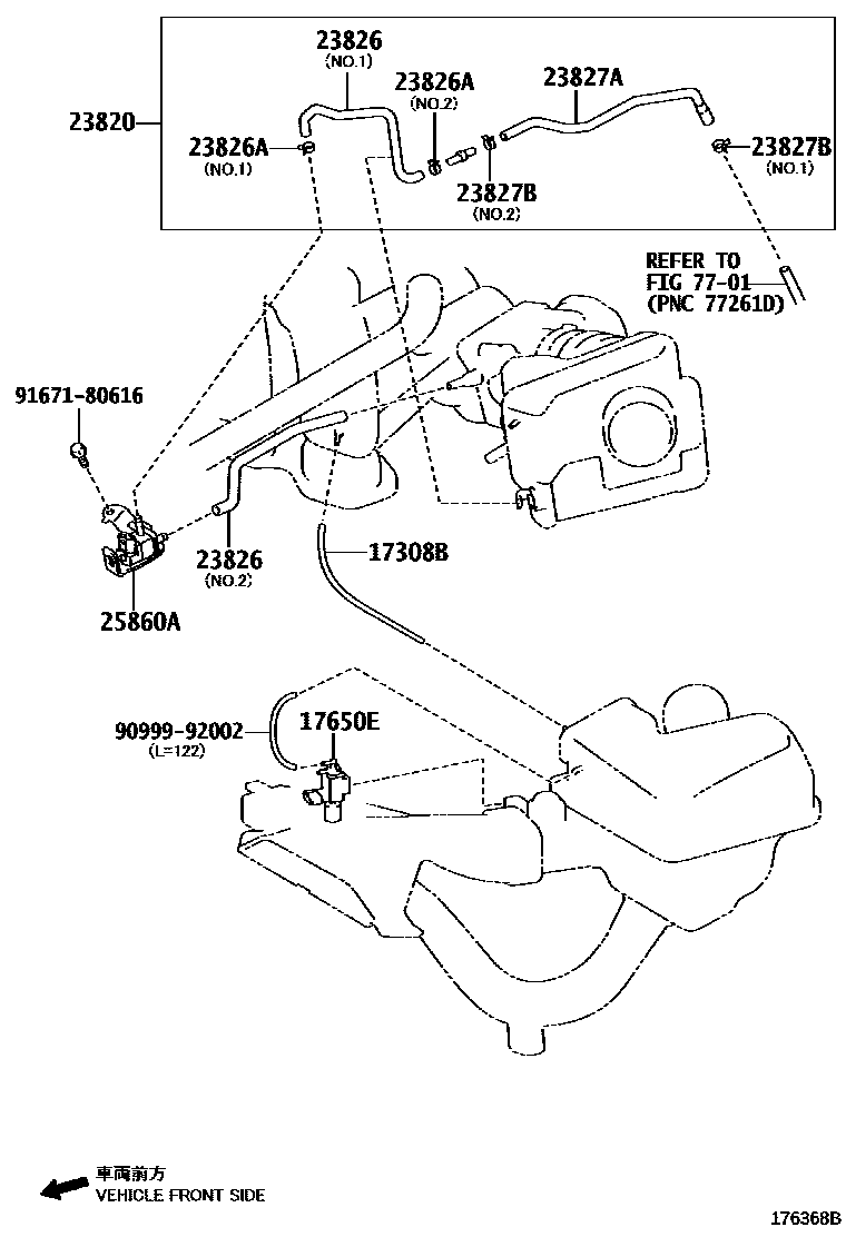 Toyota CAMRY vacuum tube EPC diagram — 176368B