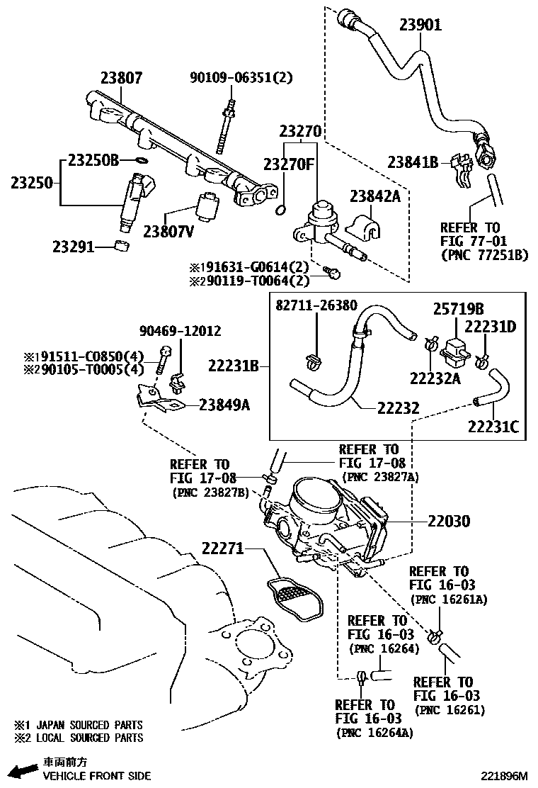 Toyota CAMRY 燃油喷射系统 EPC diagram — 221896M