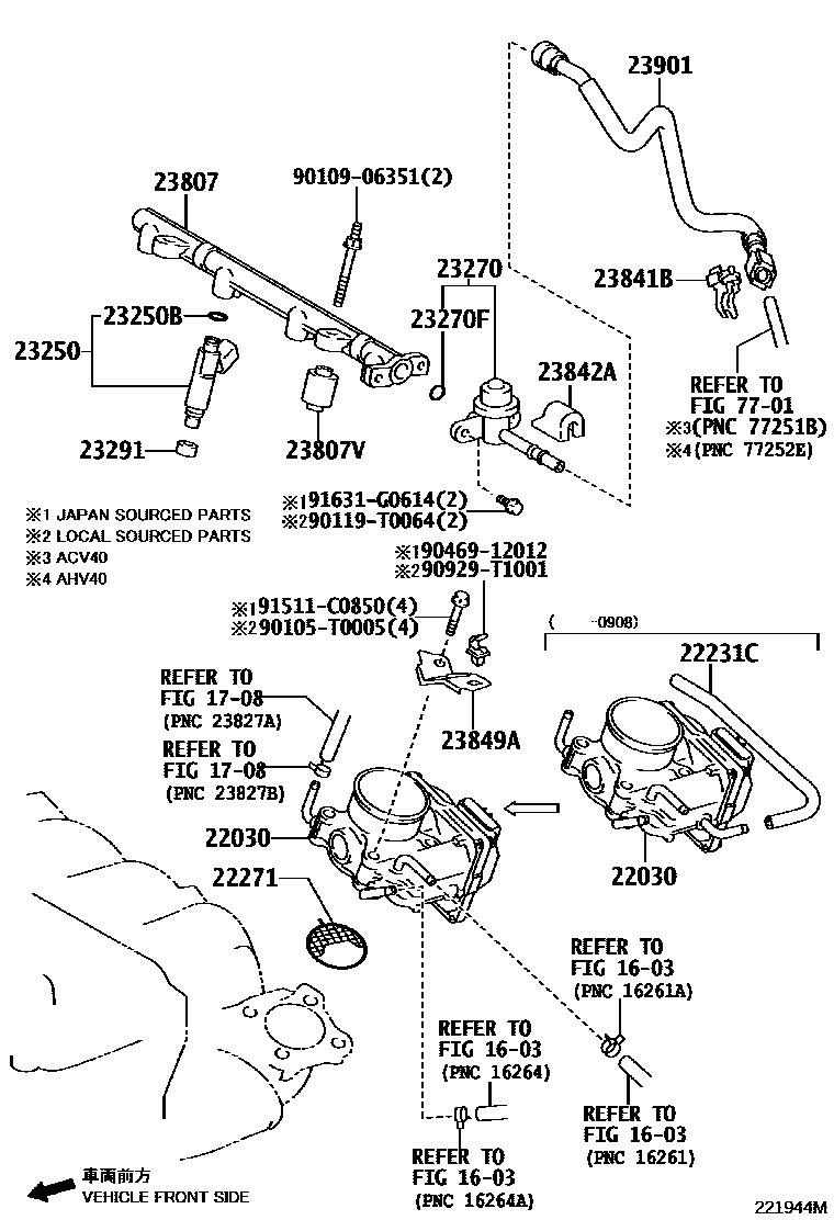 Toyota CAMRY 燃油喷射系统 EPC diagram — 221944M