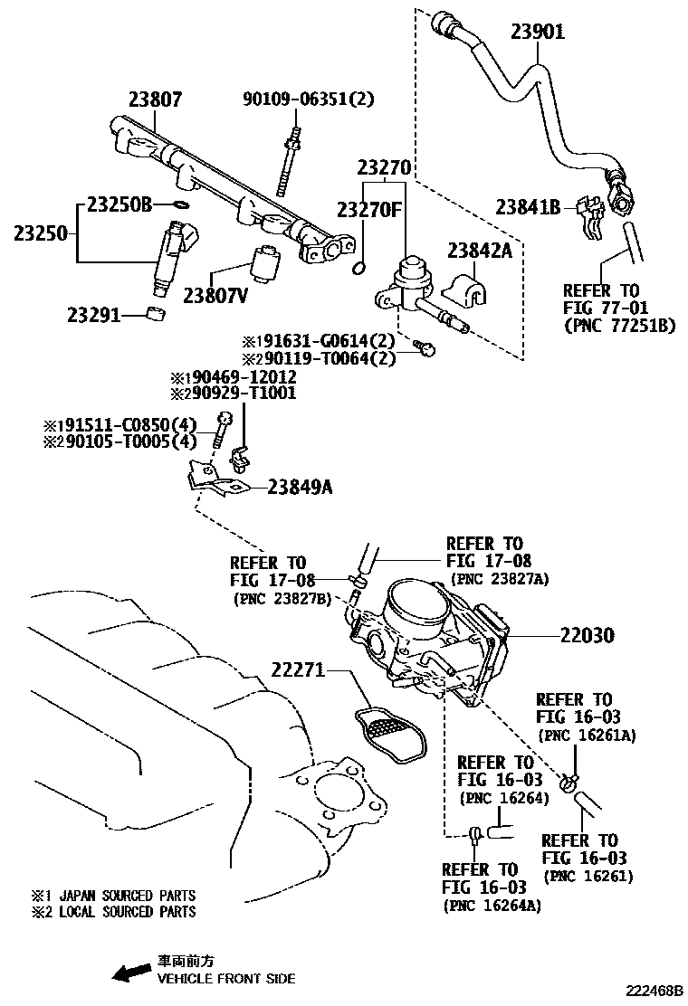 Toyota CAMRY 燃油喷射系统 EPC diagram — 222468B