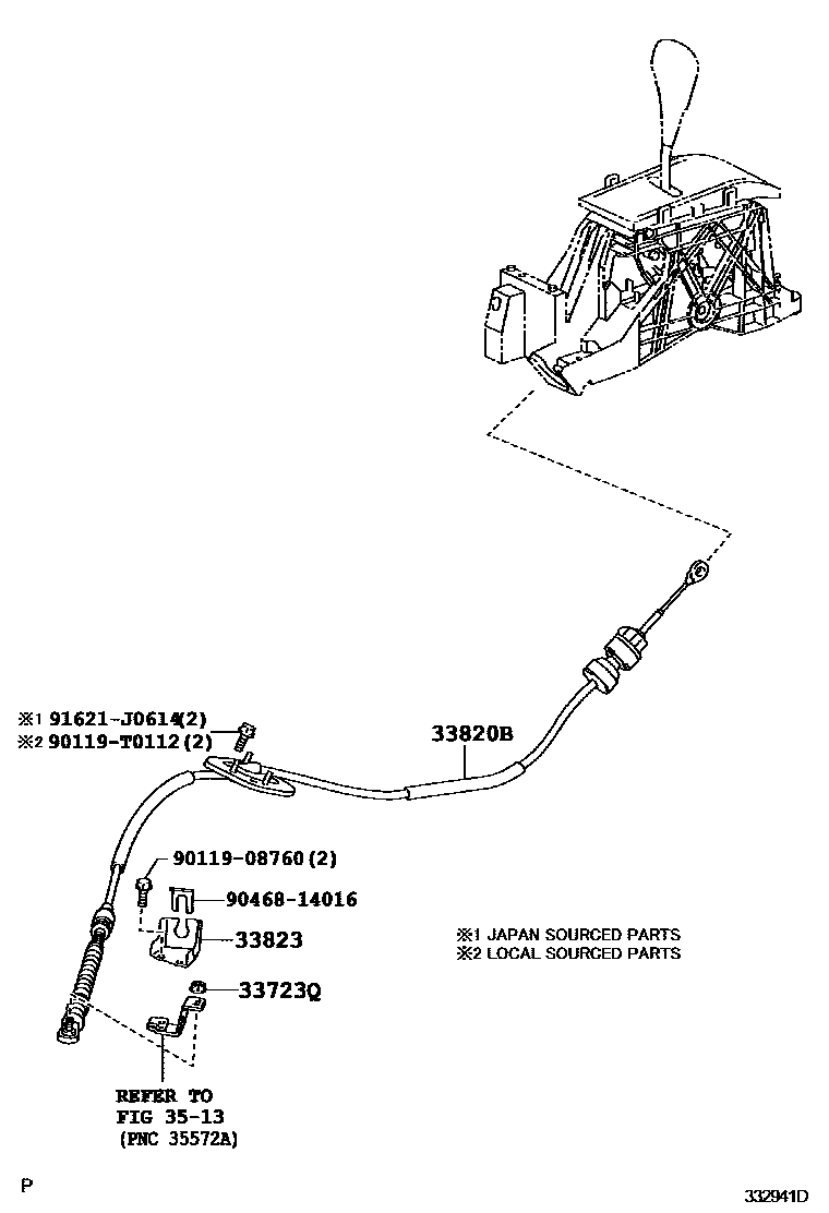 Toyota CAMRY Shift Lever & Retainer EPC diagram — 332941D