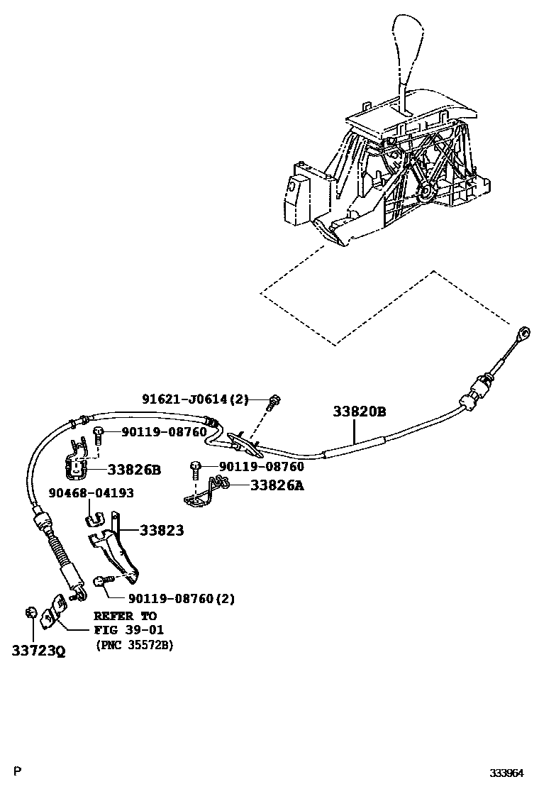Toyota CAMRY Shift Lever & Retainer EPC diagram — 333964