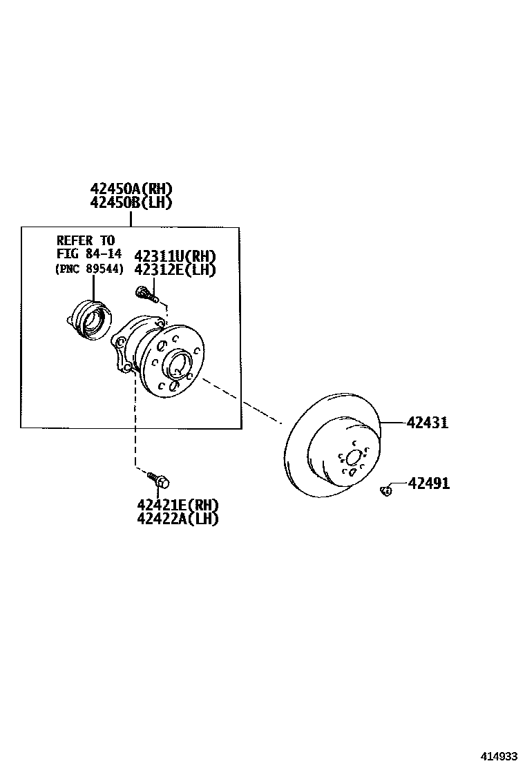 Toyota CAMRY 后桥半轴和后桥轮毂 EPC diagram — 414933