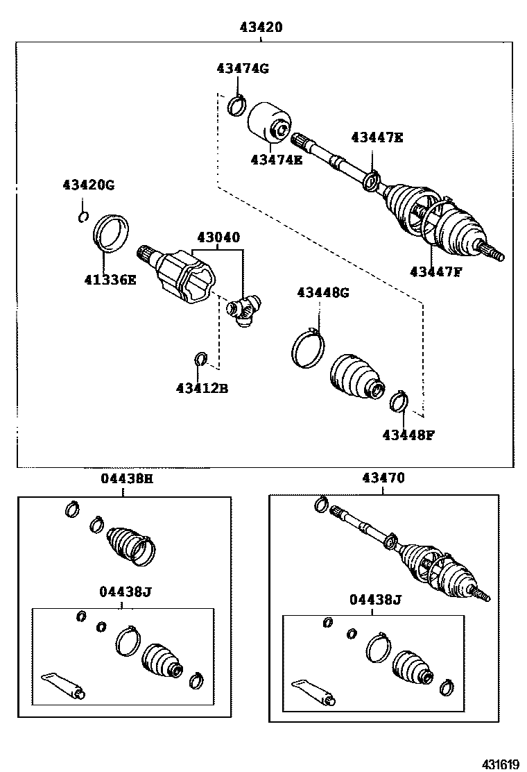 Toyota CAMRY Front Drive Shaft EPC diagram — 431619