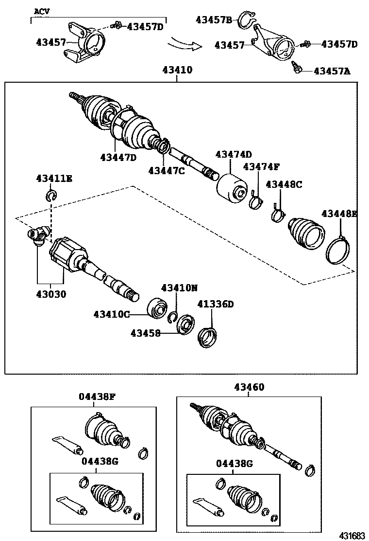 Toyota CAMRY Front Drive Shaft EPC diagram — 431683
