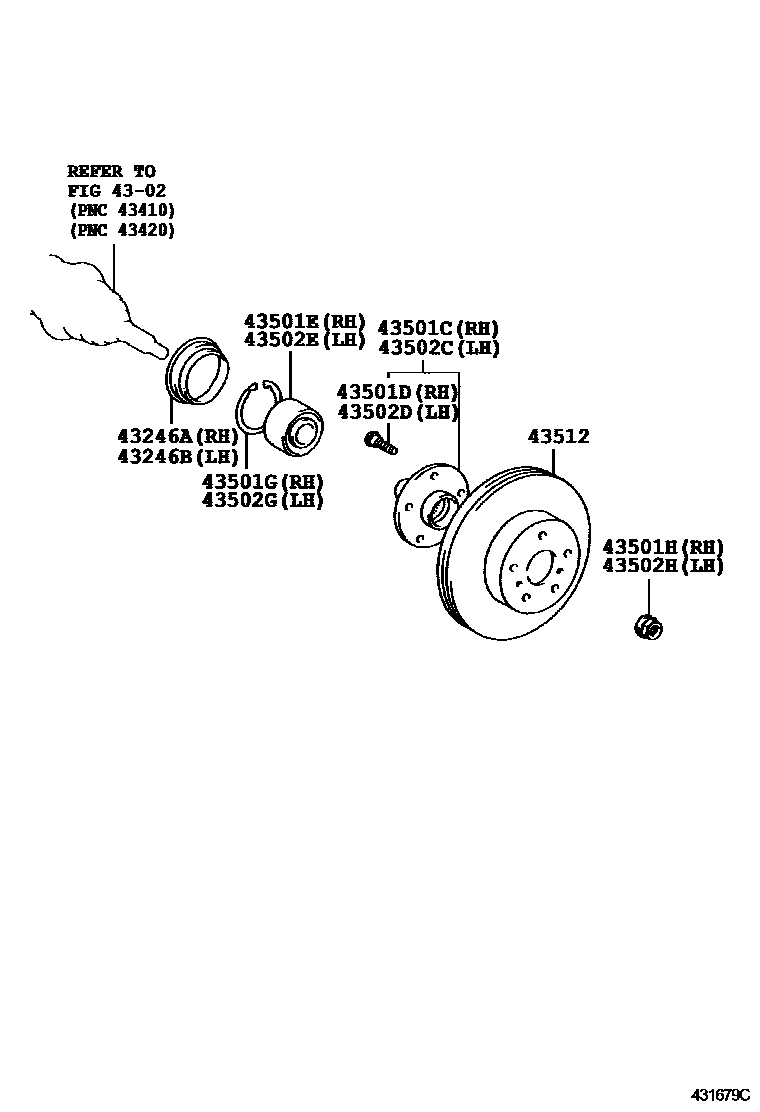 Toyota CAMRY Front Axle Hub EPC diagram — 431679C