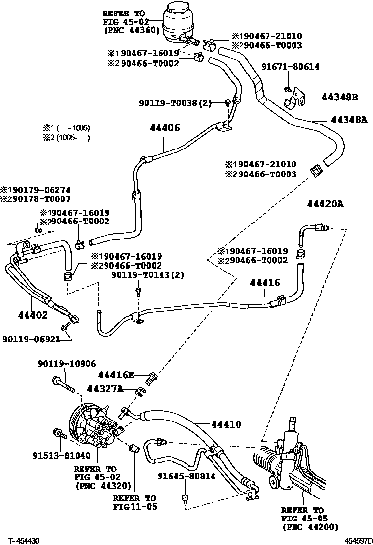 Toyota CAMRY 动力转向配管 EPC diagram — 454597D