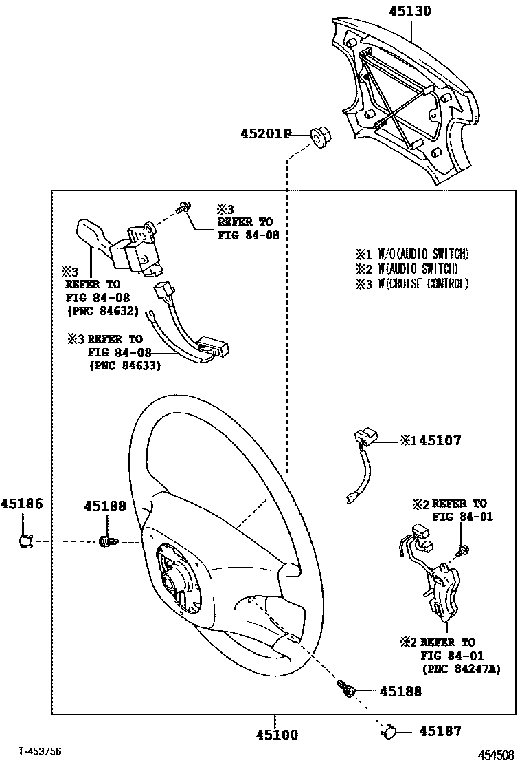 Toyota CAMRY Steering Wheel EPC diagram — 454508