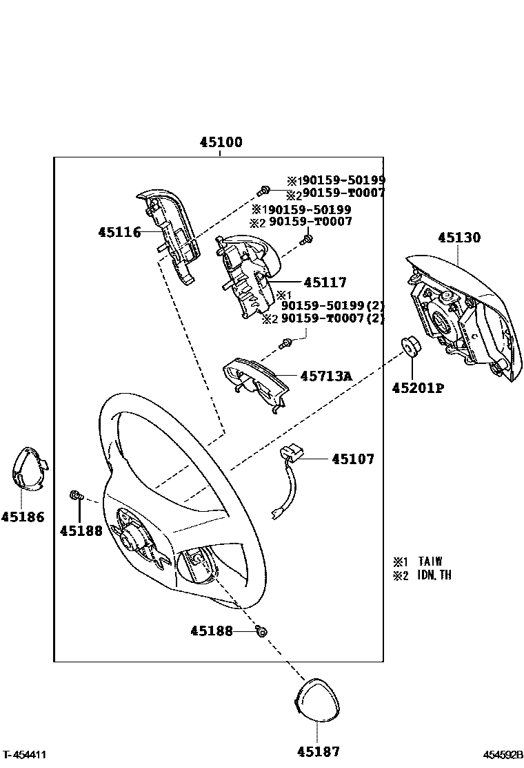 Toyota CAMRY Steering Wheel EPC diagram — 454592B