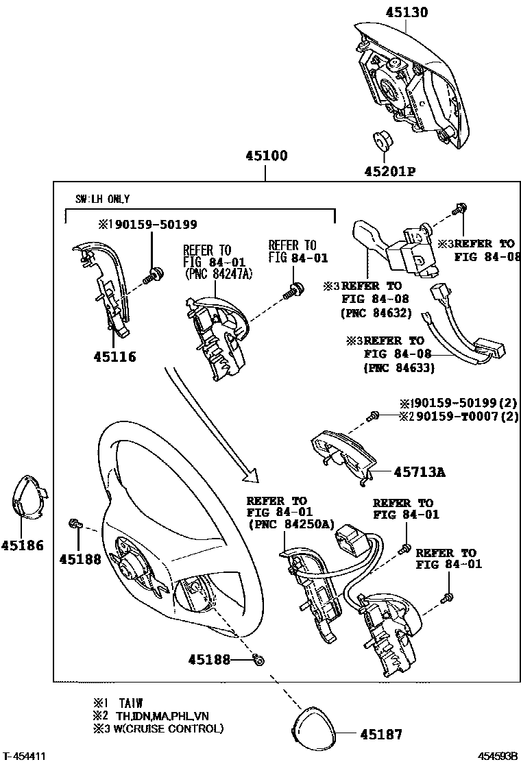 Toyota CAMRY Steering Wheel EPC diagram — 454593B