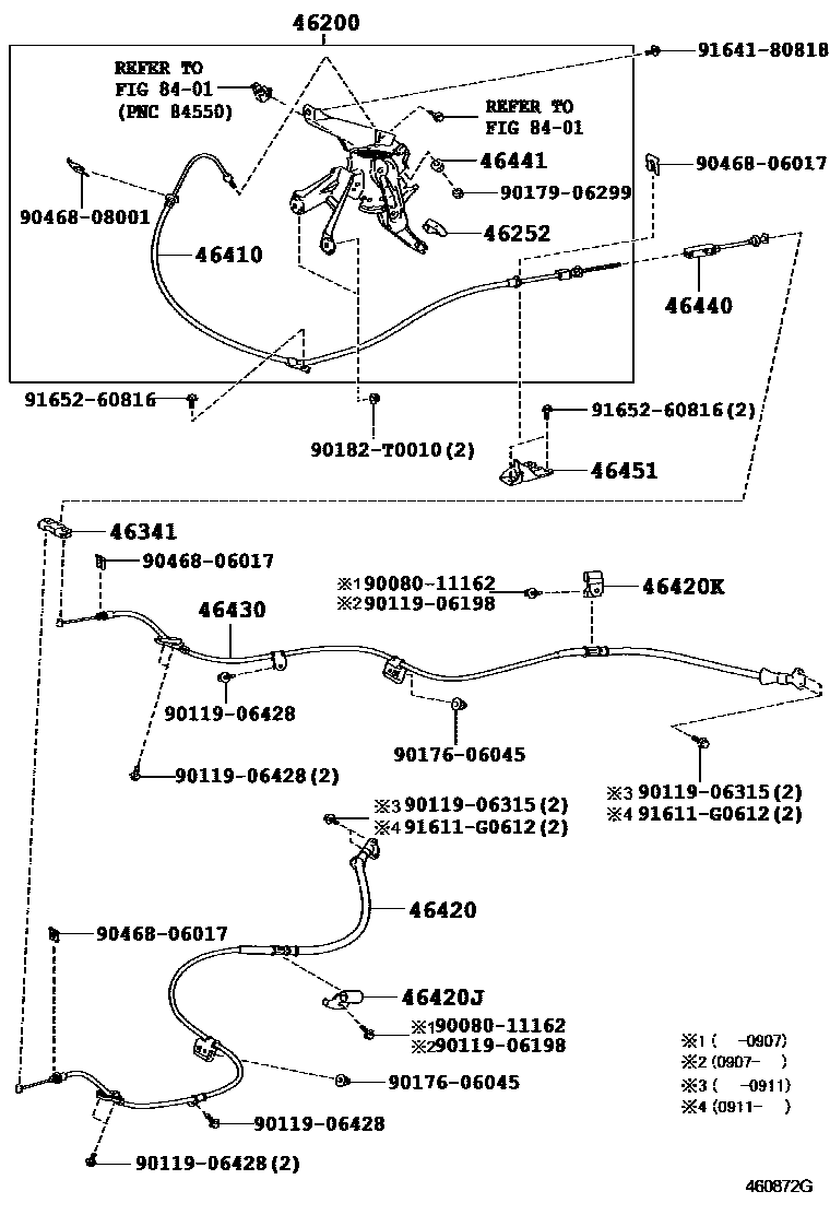 Toyota CAMRY Parking Brake & Cable EPC diagram — 460872G