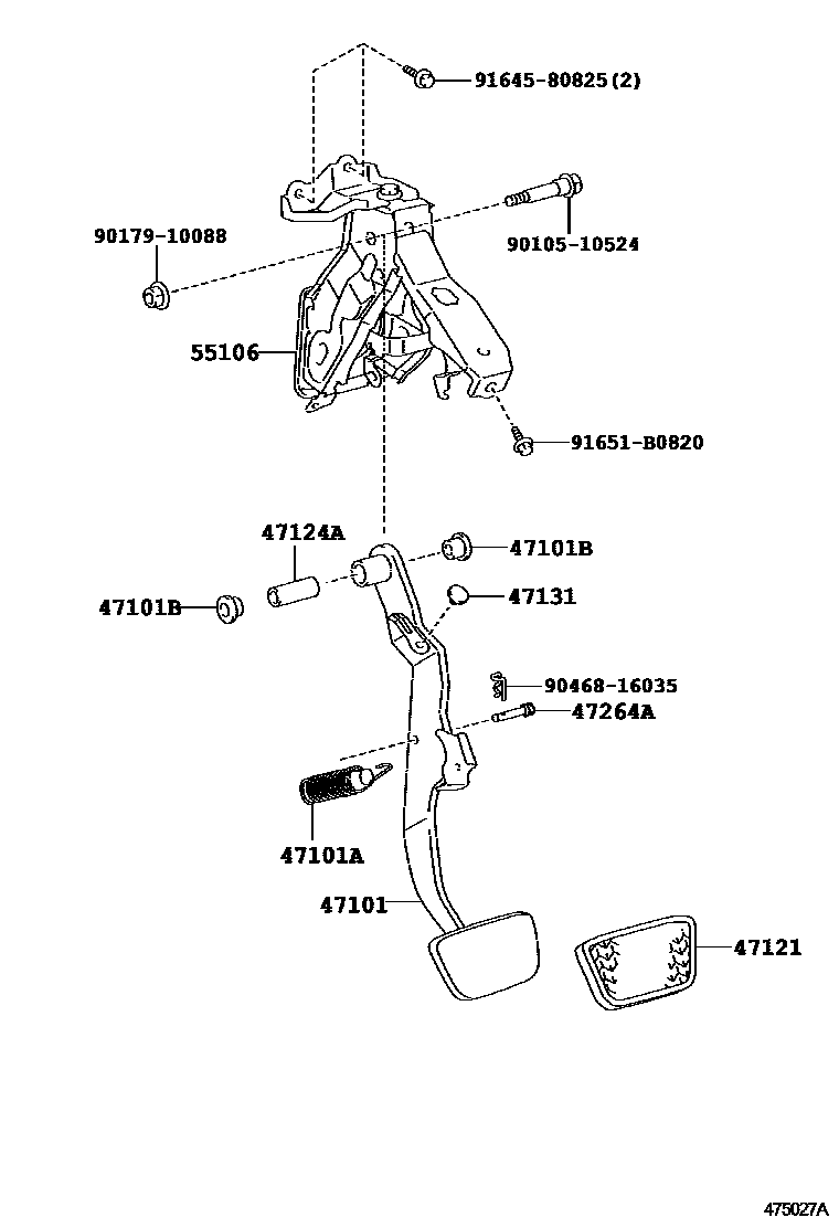 Toyota CAMRY Brake Pedal & Bracket EPC diagram — 475027A