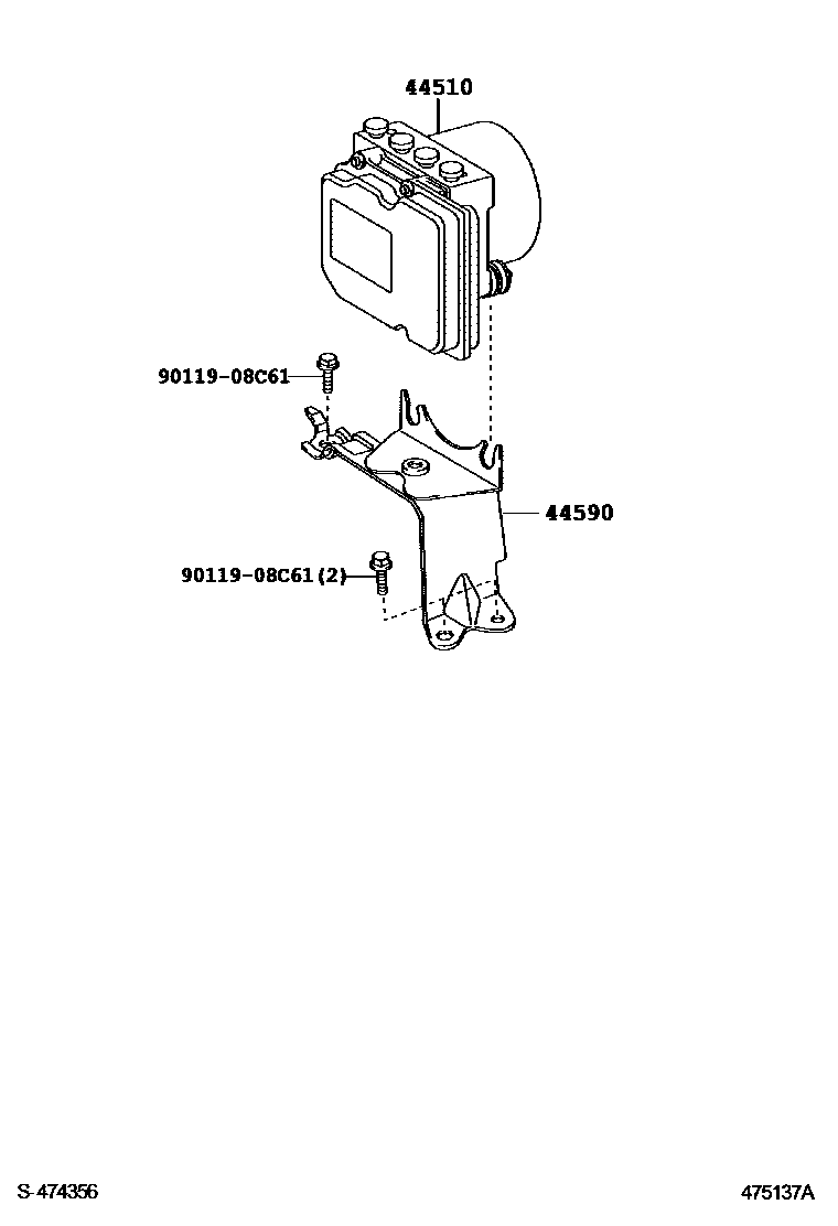 Toyota CAMRY 制动配管和卡箍 EPC diagram — 475137A