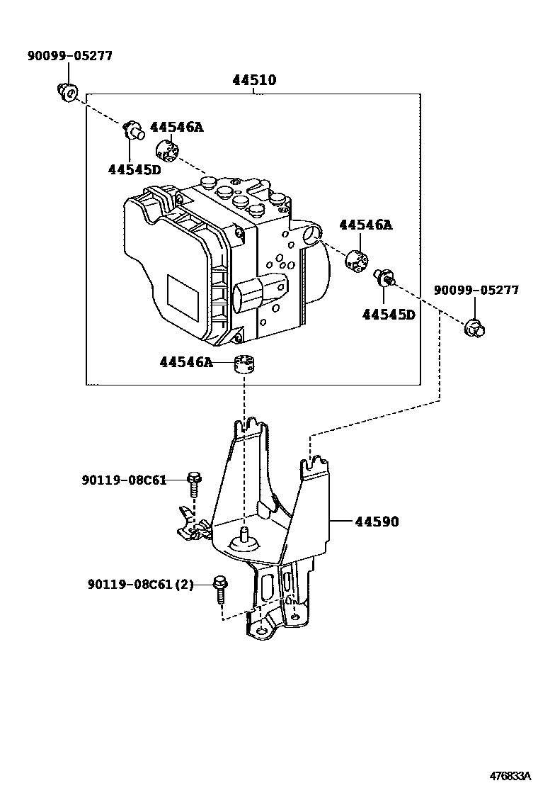 Toyota CAMRY 制动配管和卡箍 EPC diagram — 476833A