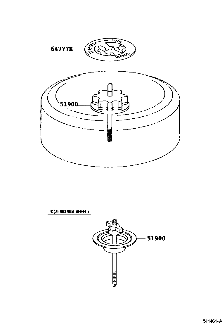 Toyota CAMRY Spare tire rack EPC diagram — 511461A