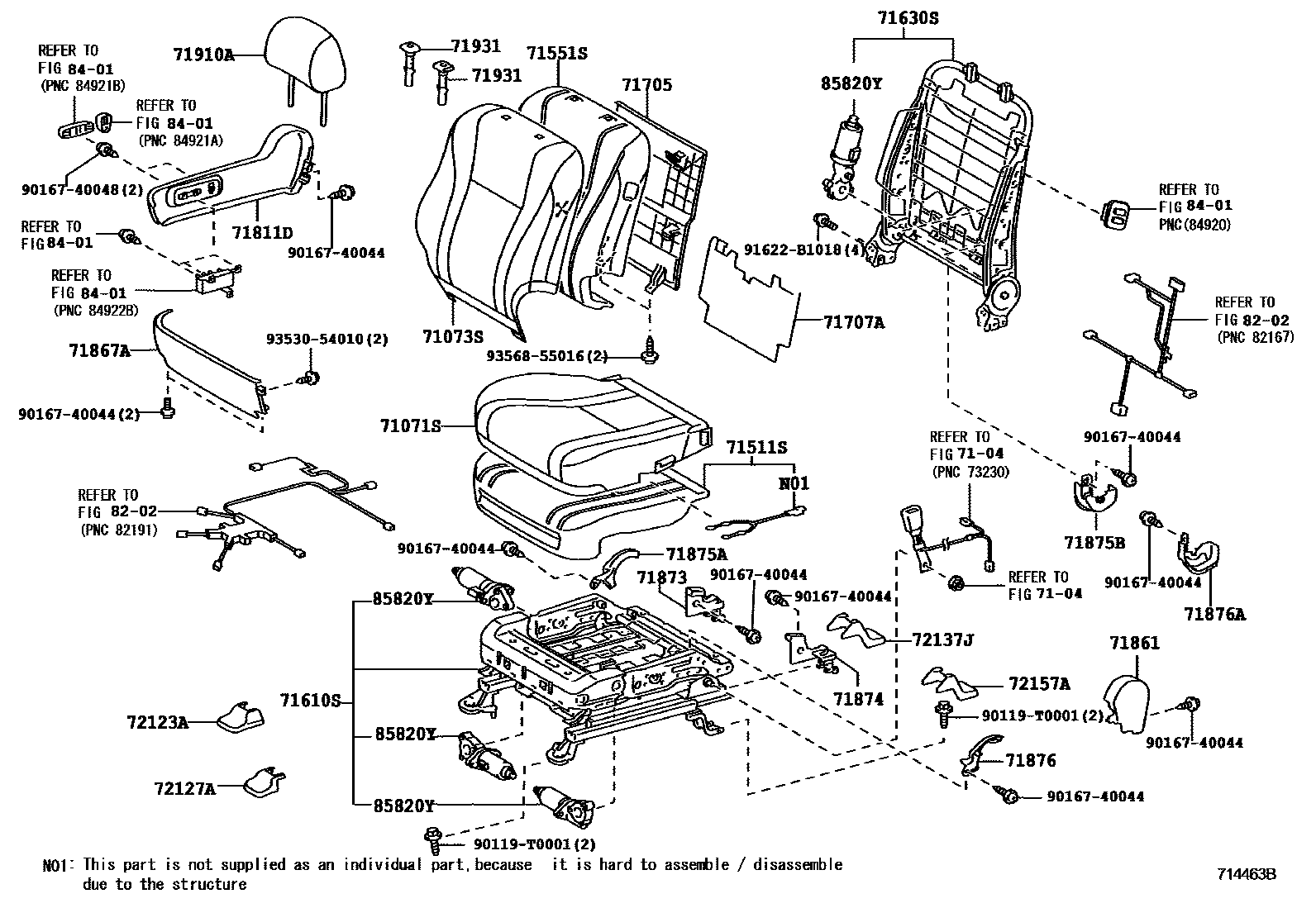 Toyota CAMRY 前排座椅和座椅滑轨 EPC diagram — 714463B