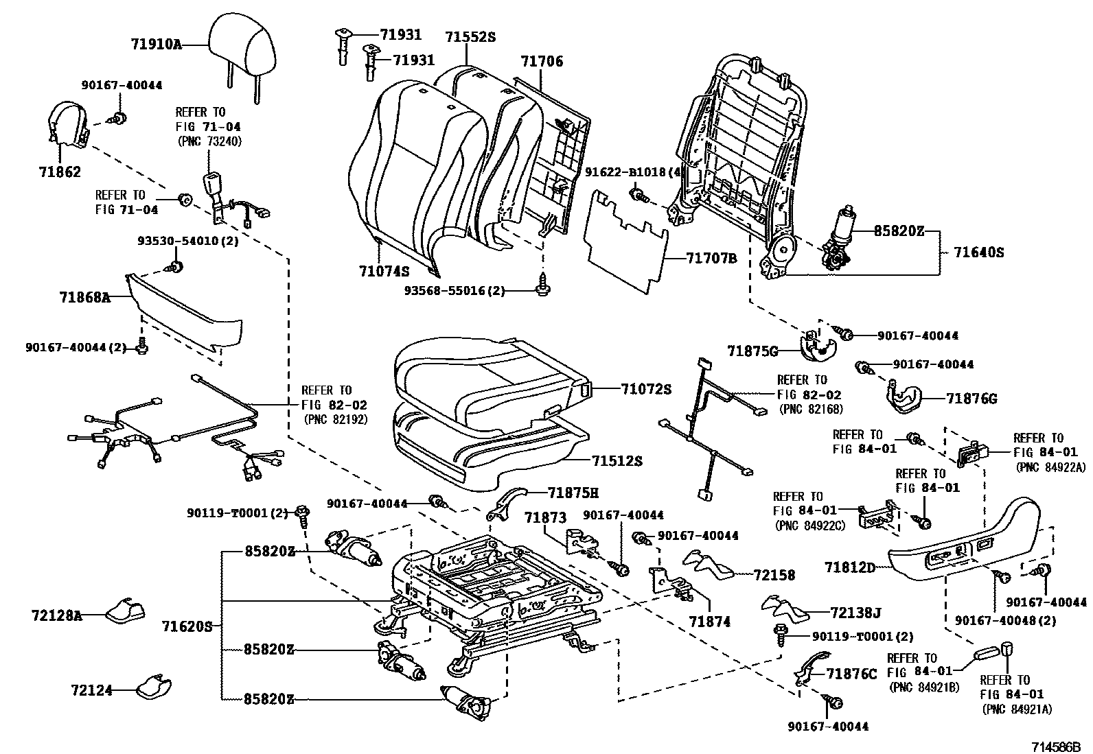 Toyota CAMRY 前排座椅和座椅滑轨 EPC diagram — 714586B