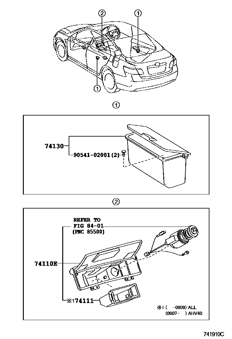Toyota CAMRY 烟灰盒 EPC diagram — 741910C