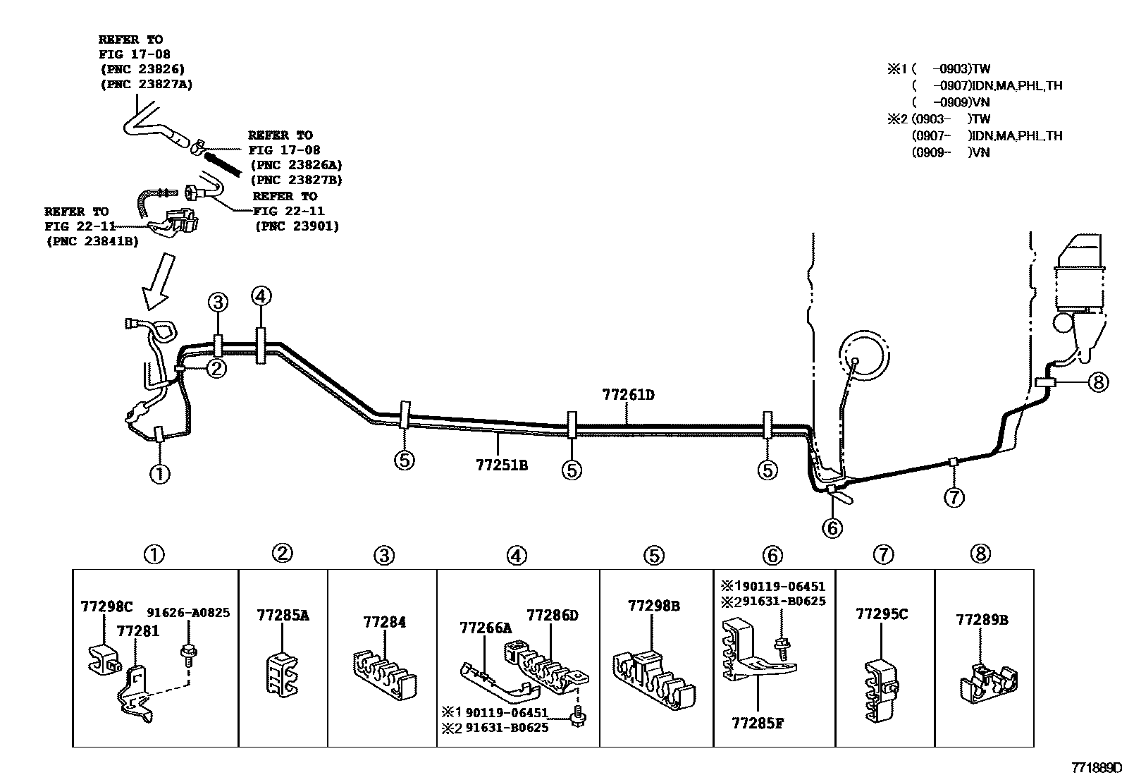 Toyota CAMRY 燃油箱和燃油管 EPC diagram — 771889D