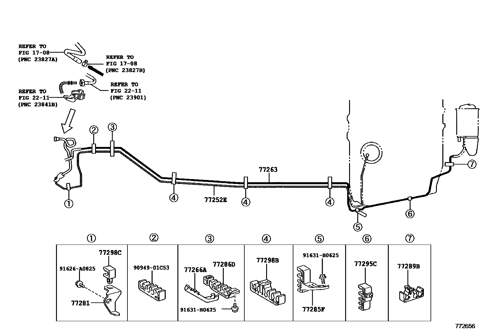 Toyota CAMRY 燃油箱和燃油管 EPC diagram — 772656