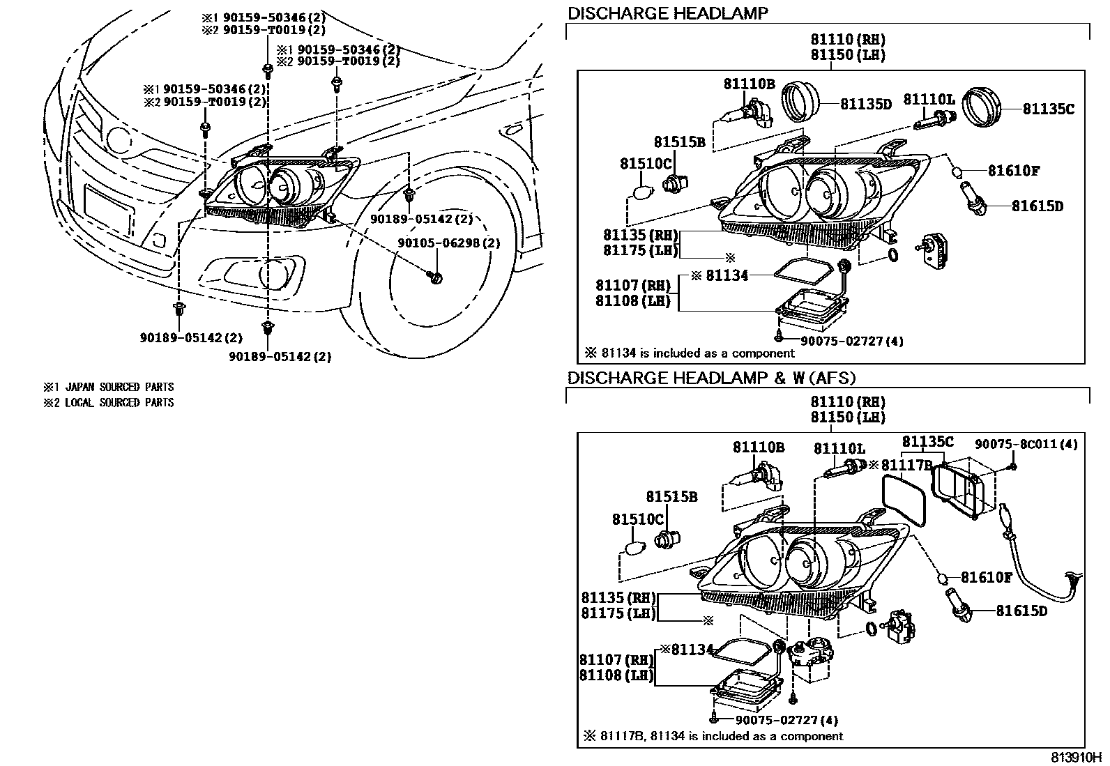 Toyota CAMRY Headlamp EPC diagram — 813910H
