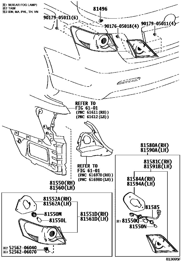 Toyota CAMRY 后组合灯 EPC diagram — 813695F
