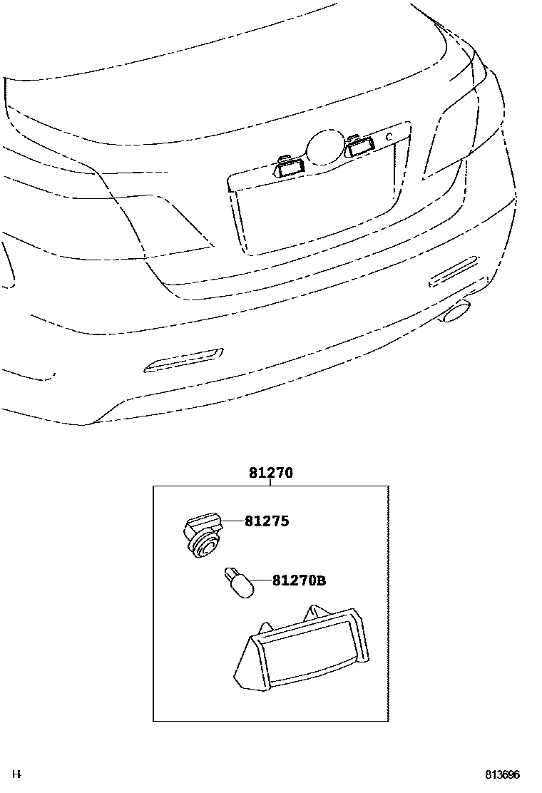 Toyota CAMRY 后牌照灯 EPC diagram — 813696