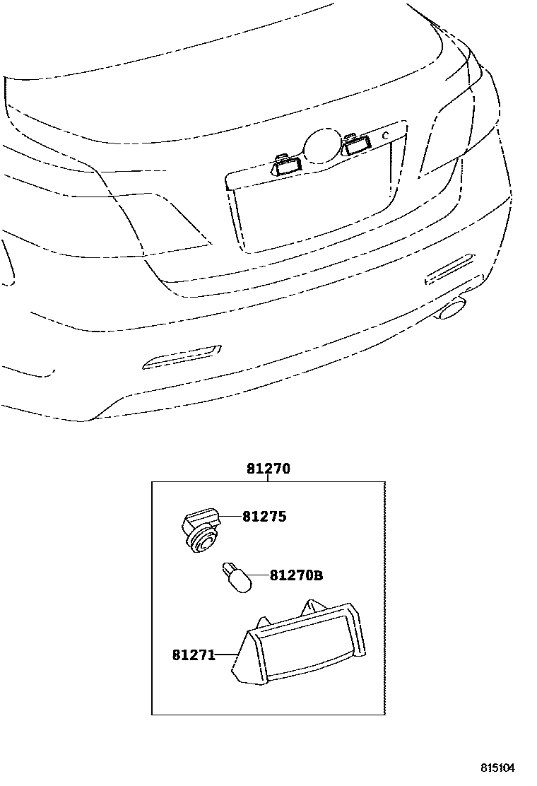 Toyota CAMRY 后牌照灯 EPC diagram — 815104