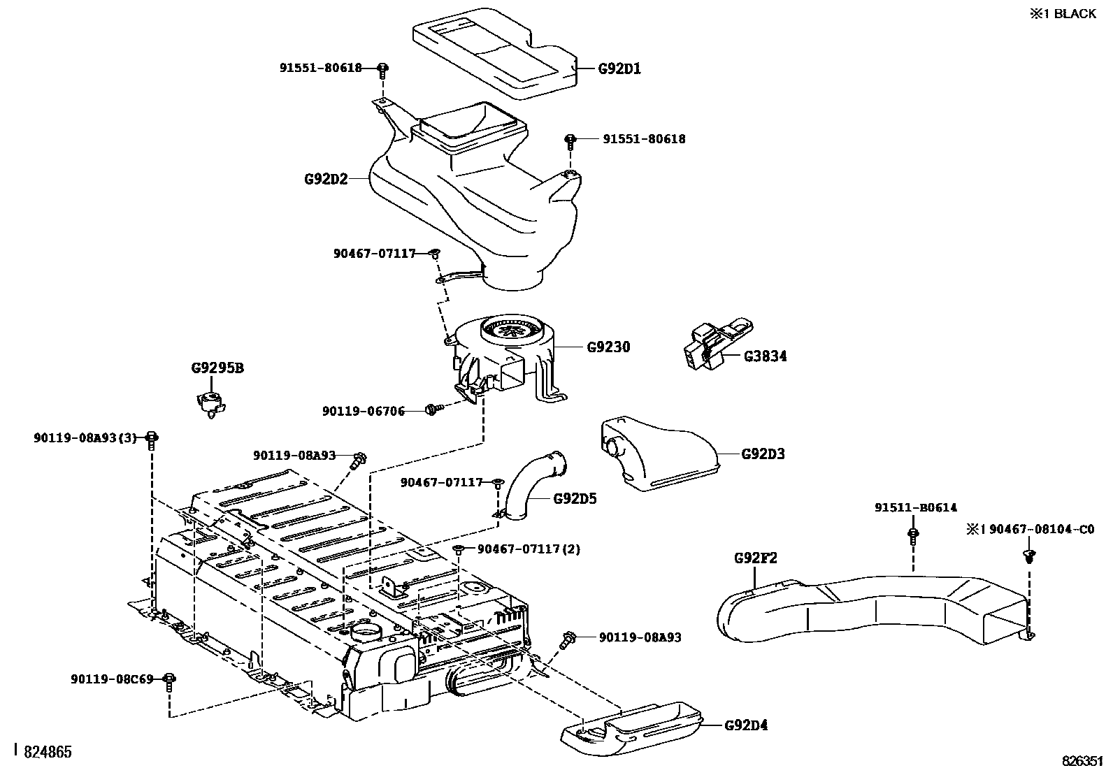 Toyota CAMRY 蓄电池和蓄电池电缆 EPC diagram — 826351