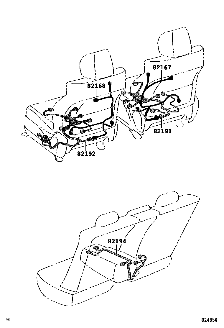 Toyota CAMRY 线束和卡夹 EPC diagram — 824856