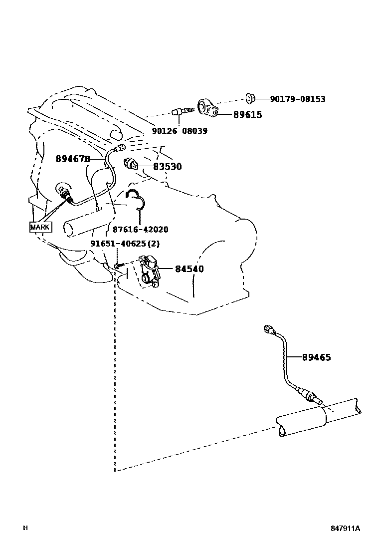Toyota CAMRY 开关和继电器和ECU EPC diagram — 847911A