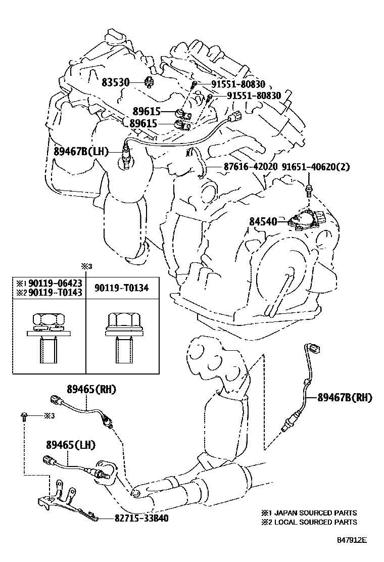 Toyota CAMRY 开关和继电器和ECU EPC diagram — 847912E
