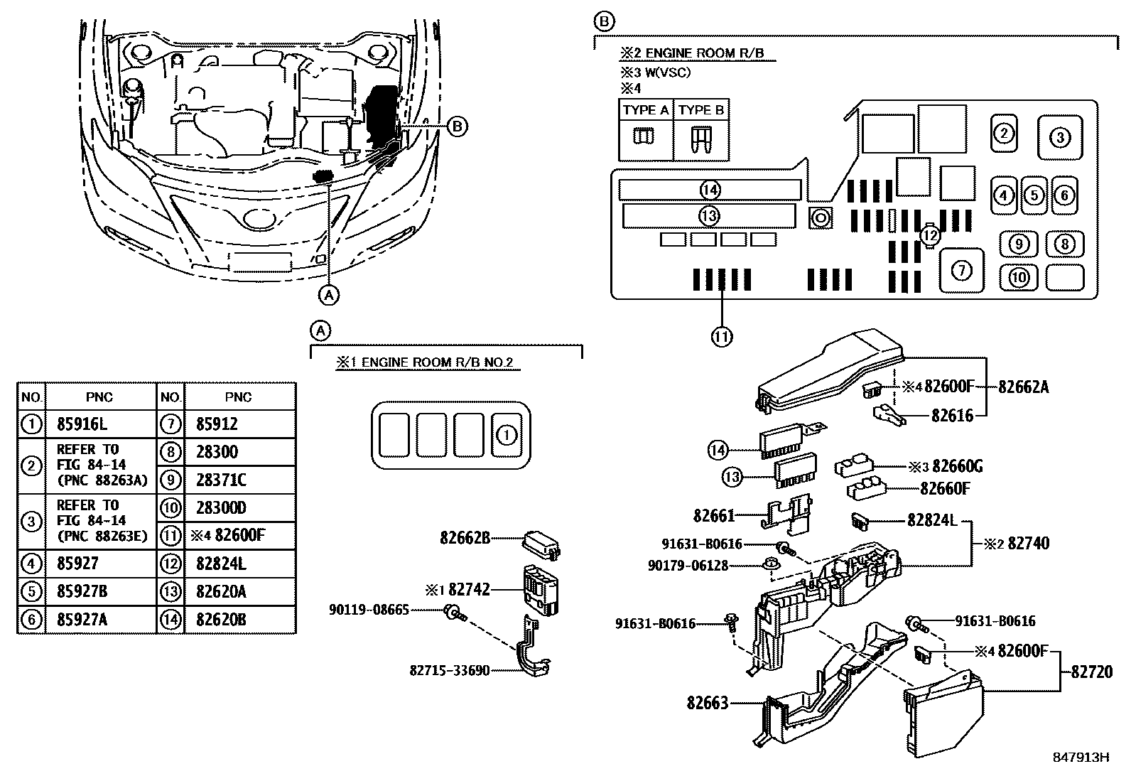Toyota CAMRY 开关和继电器和ECU EPC diagram — 847913H