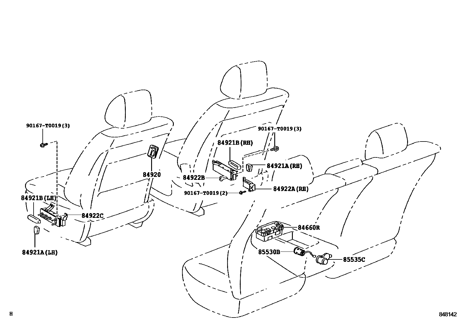Toyota CAMRY 开关和继电器和ECU EPC diagram — 848142